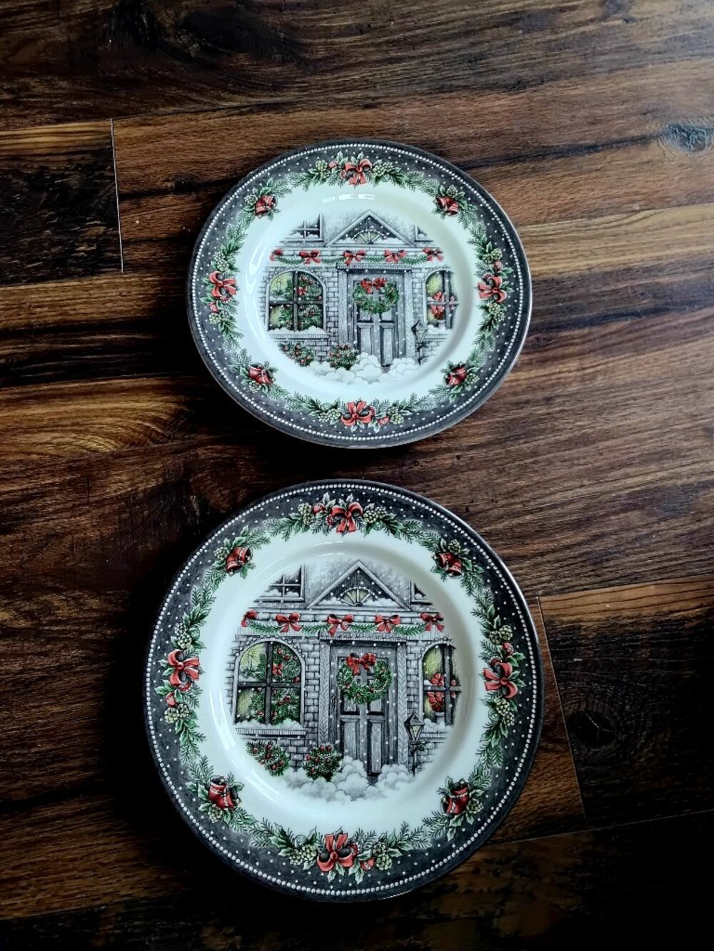 Set of 2 Royal Stafford Christmas Home 11" Dinner Plates. Winter Wonderland